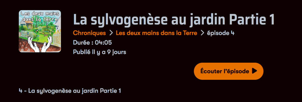 La sylvogenèse au jardin Partie 1